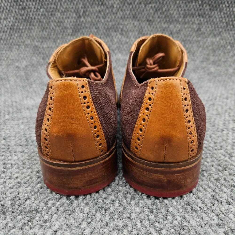 Cole Haan (Men's 10 M) Brown Tan Leather Suede Saddle Oxford Dress Shoes Brogue